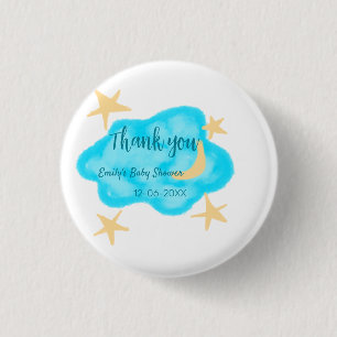 Badge Rond 2,50 Cm Nuages étoilés de lune aquarelle baby shower ajout