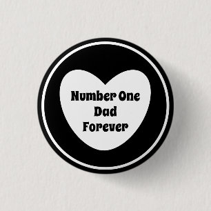 Badge Rond 2,50 Cm Numéro Un papa Coeur moderne noir et blanc
