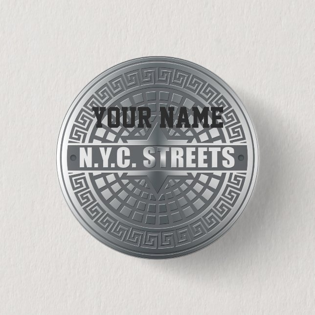 Badge Rond 2,50 Cm NYC du trou (Devant)