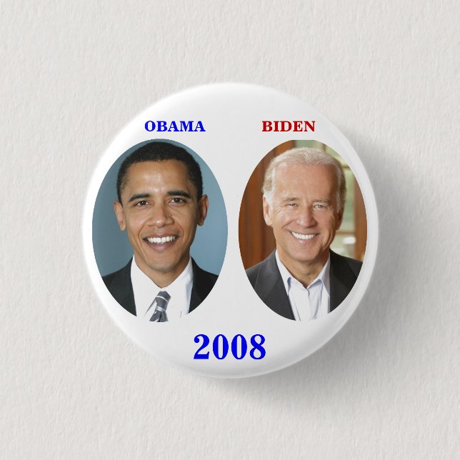 BADGE ROND 2,50 CM OBAMA BIDEN 2008 (Devant)