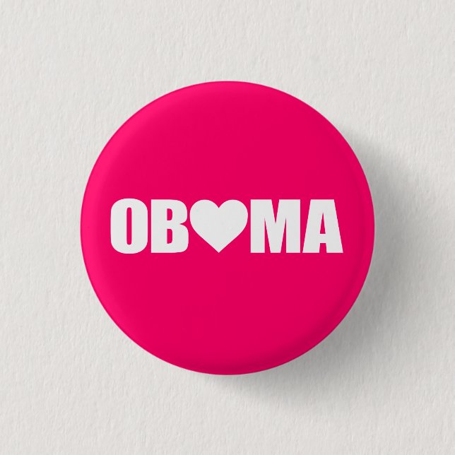 BADGE ROND 2,50 CM ""OBAMA" ÉCRIT AVEC LE COEUR " (Devant)