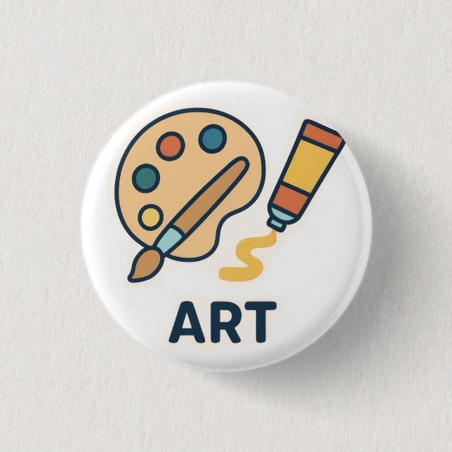 Badge Rond 2,50 Cm Objet de l'art - Palette de peinture et pinceau (Devant)