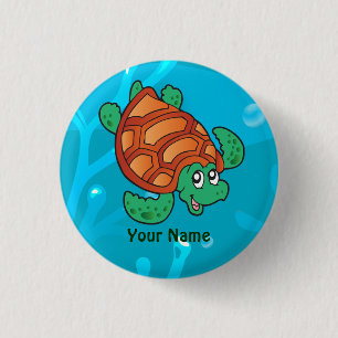 Badge Rond 2,50 Cm Ocean Aquatic Cute Turtle Custom Button