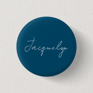 Badge Rond 2,50 Cm Ocean Blue Plain élégant moderne minimaliste Nom