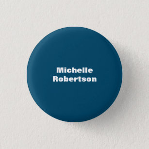 Badge Rond 2,50 Cm Ocean Blue Plain Minimalist Ajouter son propre nom