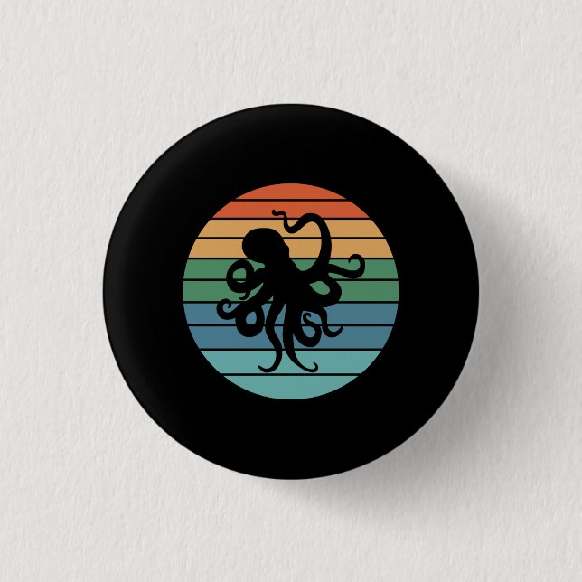 Badge Rond 2,50 Cm Octopus rétro (Devant)