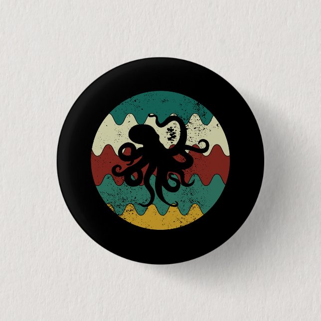 Badge Rond 2,50 Cm Octopus rétro (Devant)
