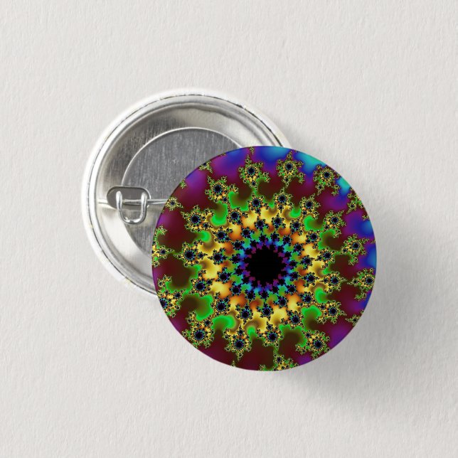 Badge Rond 2,50 Cm Oeil arc-en-ciel vert (Devant & derrière)