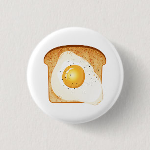 Badge Rond 2,50 Cm Oeuf au plat sur le pain grillé