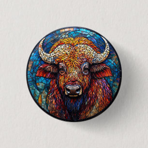 Badge Rond 2,50 Cm Œuvre d'art en verre coloré de Buffalo