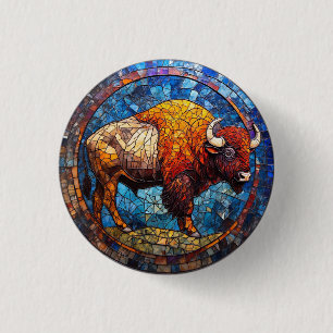 Badge Rond 2,50 Cm Œuvre d'art en verre coloré de Buffalo