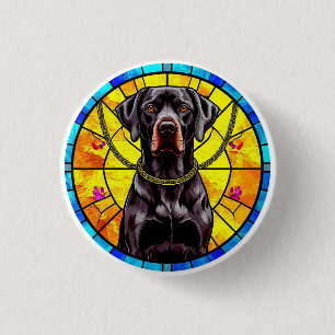 Badge Rond 2,50 Cm Œuvre d'art en verre coloré représentant un chien
