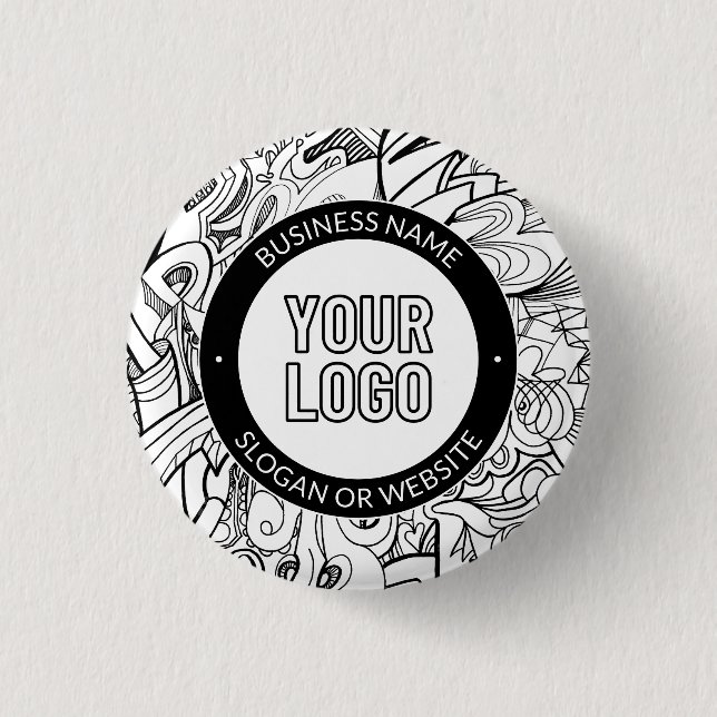 Badge Rond 2,50 Cm OEuvre de ligne moderne et votre logo avec texte m (Devant)