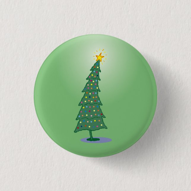 Badge Rond 2,50 Cm oh bouton de vert d'arbre de Noël (Devant)