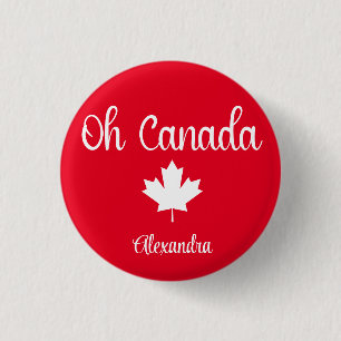 Badge Rond 2,50 Cm Oh Canada   Elégante feuille d'érable