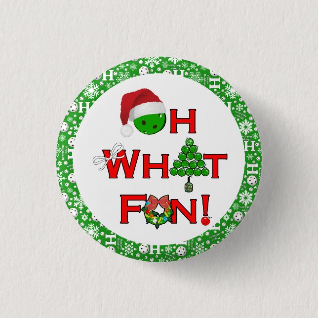 Badge Rond 2,50 Cm Oh Quel Amusement Noël Pickball Party Green Ho Ho (Devant)