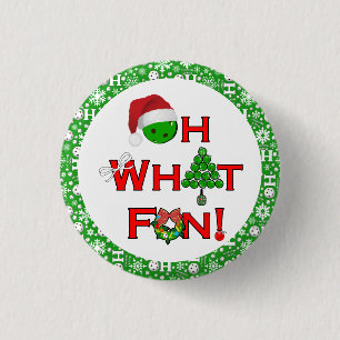 Badge Rond 2,50 Cm Oh Quel Amusement Noël Pickball Party Green Ho Ho
