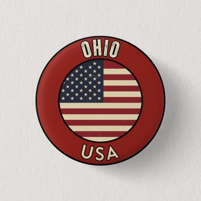 Badge Rond 2,50 Cm Ohio États-Unis d'Amérique (Devant)