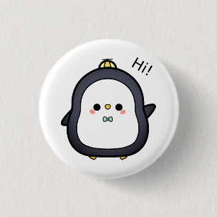 Badge Rond 2,50 Cm Oiseau, Caractère, Pingouin