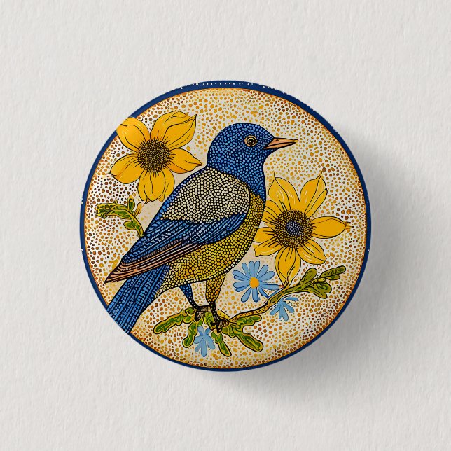 Badge Rond 2,50 Cm Oiseau coloré  (Devant)
