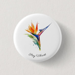 Badge Rond 2,50 Cm Oiseau de Paradis Aquarelle, personnalisé