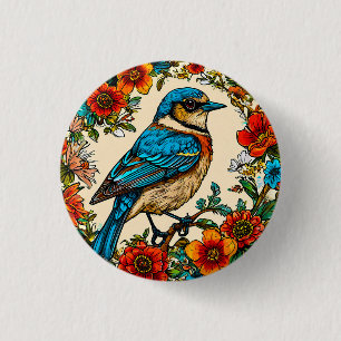 Badge Rond 2,50 Cm Oiseau magnifiquement illustré