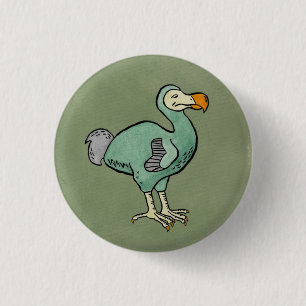 Badge Rond 2,50 Cm Oiseau vert de dronte d'aquarelle avec à l'encre