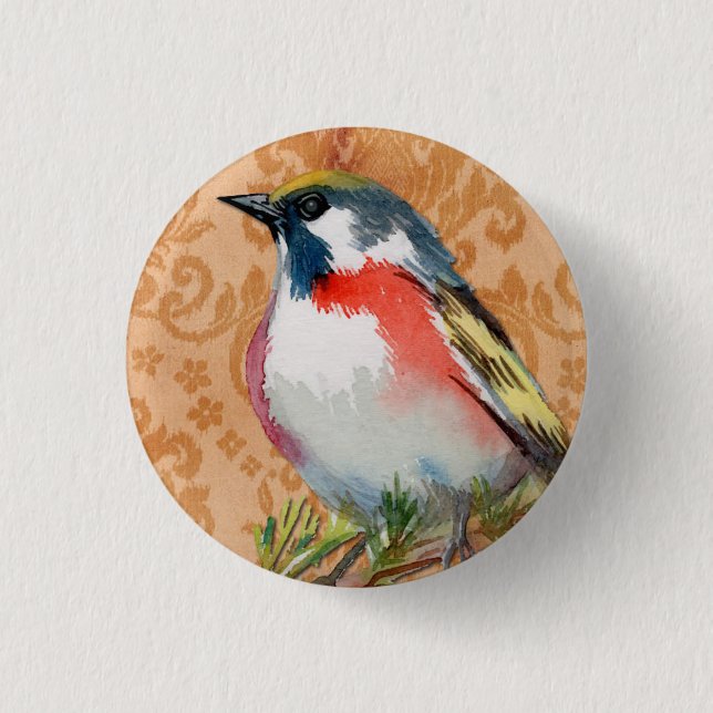 Badge Rond 2,50 Cm Oiseau vintage (Devant)