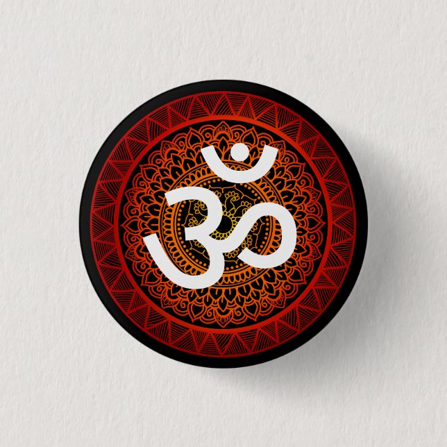 Badge Rond 2,50 Cm Om Mandala Red Root Chakra (Devant)