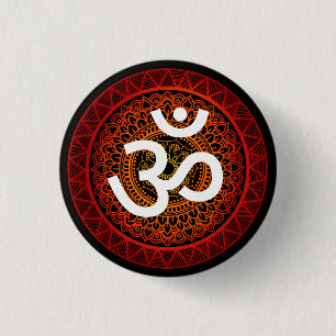 Badge Rond 2,50 Cm Om Mandala Red Root Chakra