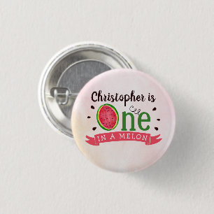 Badge Rond 2,50 Cm One In A Melon 1er Anniversaire