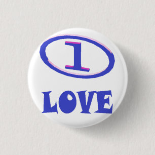 Badge Rond 2,50 Cm One Love art motif bleu touche pourpre