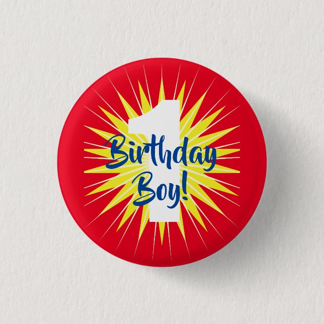 Badge Rond 2,50 Cm Onederderme Cute Super Hero 1er Anniversaire Thème (Devant)