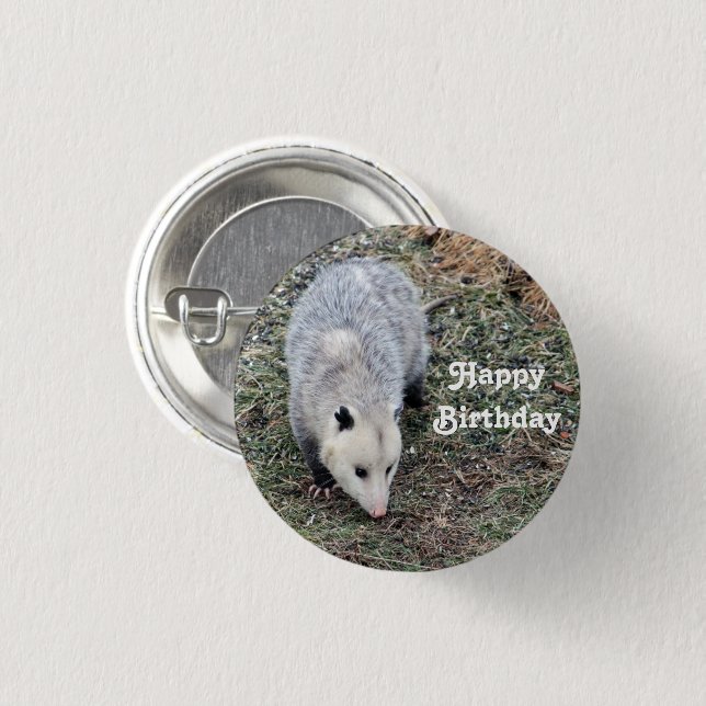 Badge Rond 2,50 Cm Opossum Photo Anniversaire (Devant & derrière)