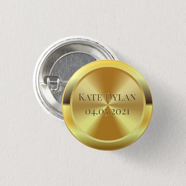 Badge Rond 2,50 Cm Or gravé sur mesure (Devant & derrière)