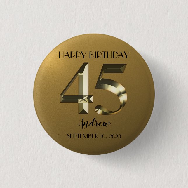 Badge Rond 2,50 Cm Or métallique 45e anniversaire (Devant)