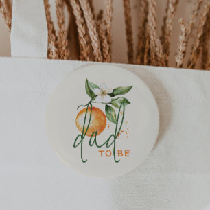 Badge Rond 2,50 Cm Orange Citrus Little Cutie Baby shower Papa to be