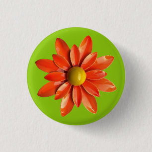 Badge Rond 2,50 Cm Orange Daisy Flower - Floral Summer Décor