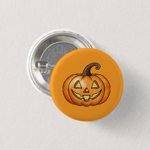 Badge Rond 2,50 Cm Orange Happy Cartoon Citrouille Halloween