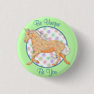 Badge Rond 2,50 Cm Orange Palomino Horse (rose/vert)