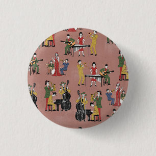 Badge Rond 2,50 Cm Orchestre de Jazz Vintage