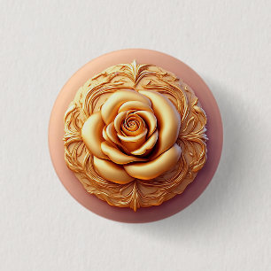 Badge Rond 2,50 Cm Ornement floral élégant aux accents dorés