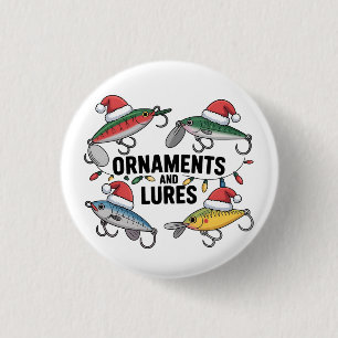 Badge Rond 2,50 Cm Ornements et leurres drôle de Noël Santa pêche