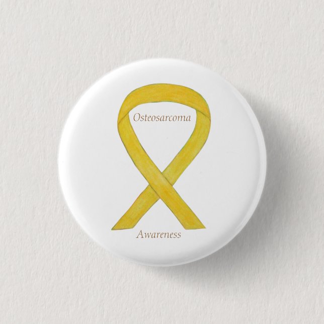 Badge Rond 2,50 Cm Ostéosarcome Yellow Awareness Ruban Personnalisé P (Devant)