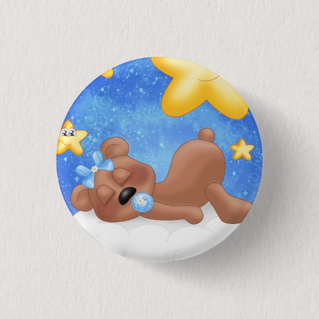 Badge Rond 2,50 Cm Ours Brown bleu (Devant)
