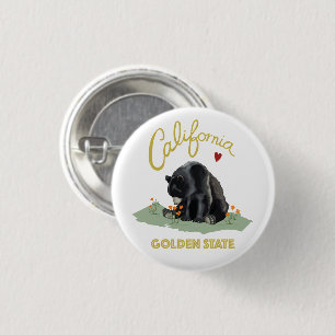 Badge Rond 2,50 Cm Ours de Golden State de la Californie