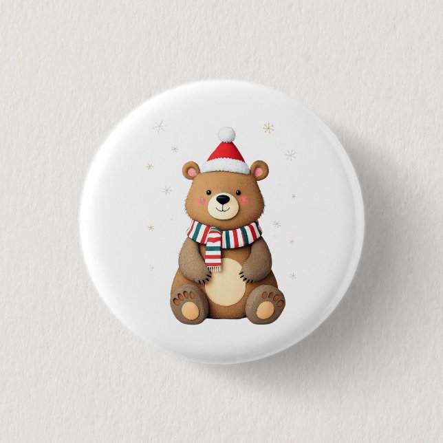 Badge Rond 2,50 Cm Ours de Noël (Devant)
