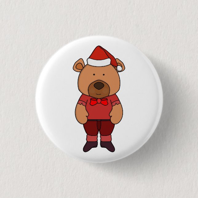 Badge Rond 2,50 Cm Ours doux de père Noël (Devant)