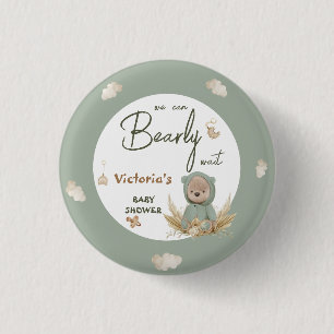 Badge Rond 2,50 Cm Ours en peluche des Pampas Vert Faveur de Baby Sho