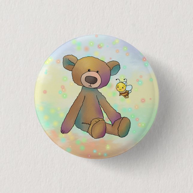 Badge Rond 2,50 Cm Ours et abeille (Devant)